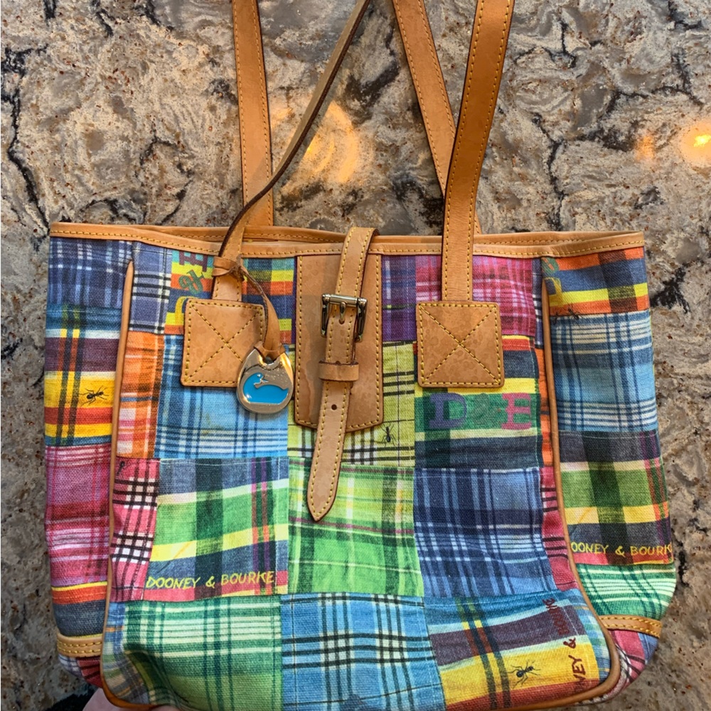 Dooney and Bourke patchwork plaid tote bag